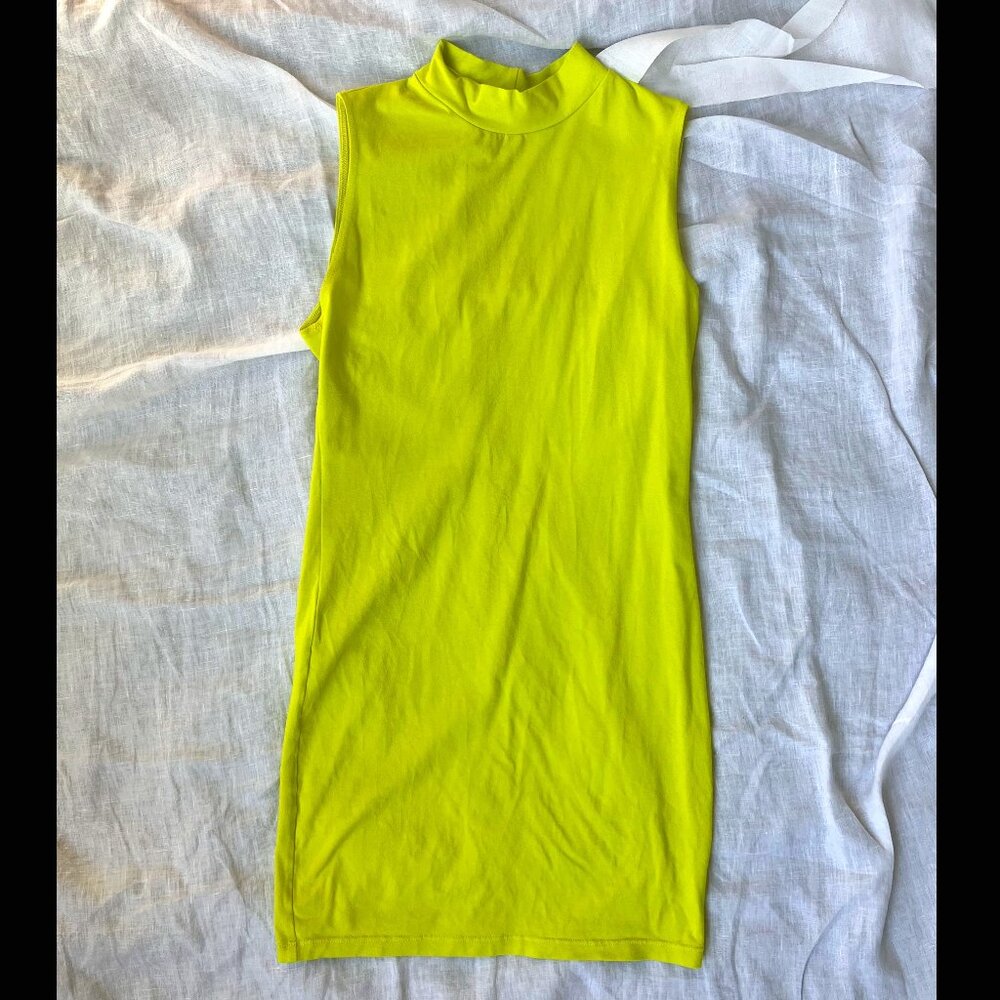 American Apparel Mini Dress Neon Chartreuse Size M